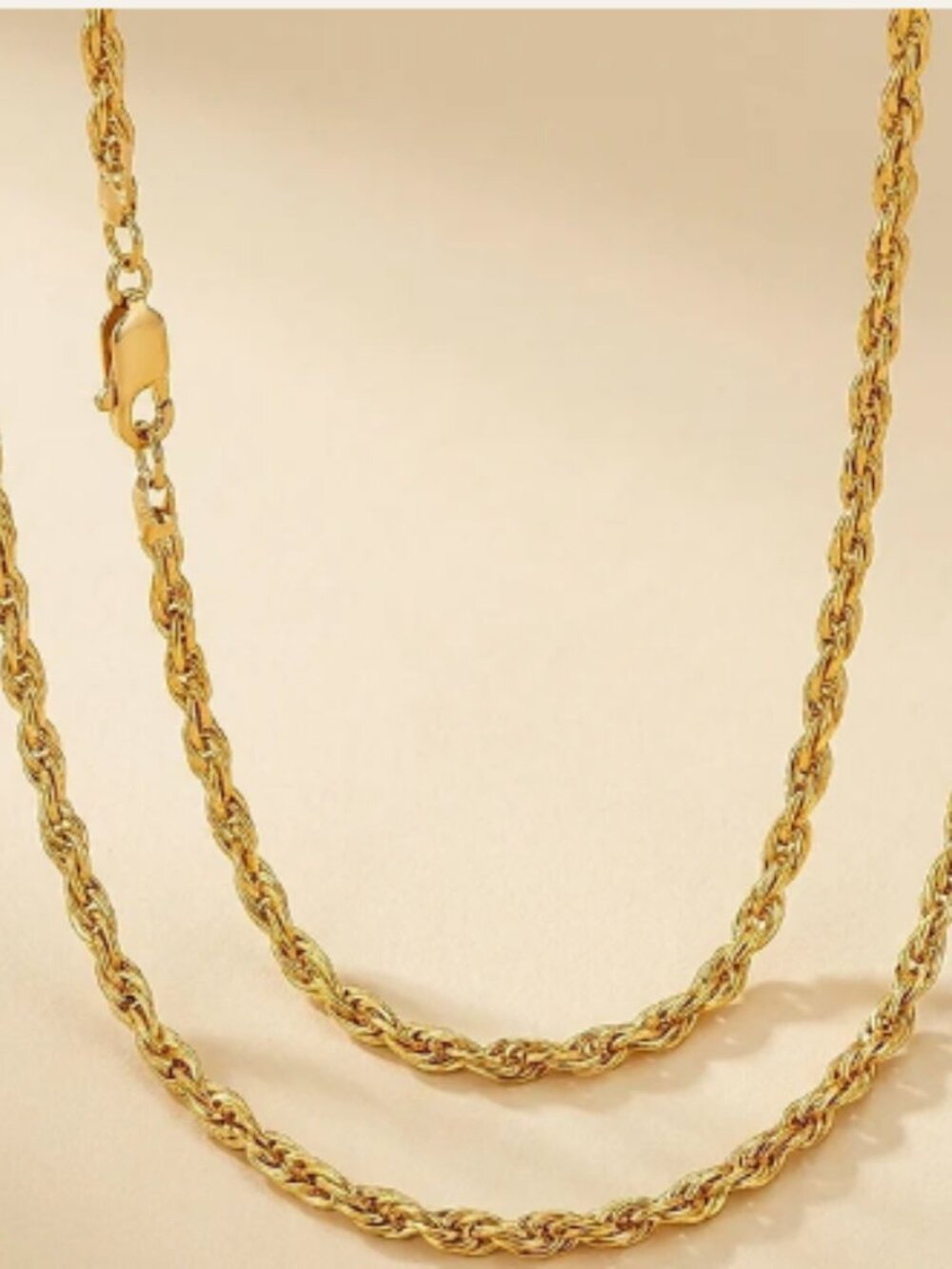 18k Men's Solid Yellow Gold Braided Necklace